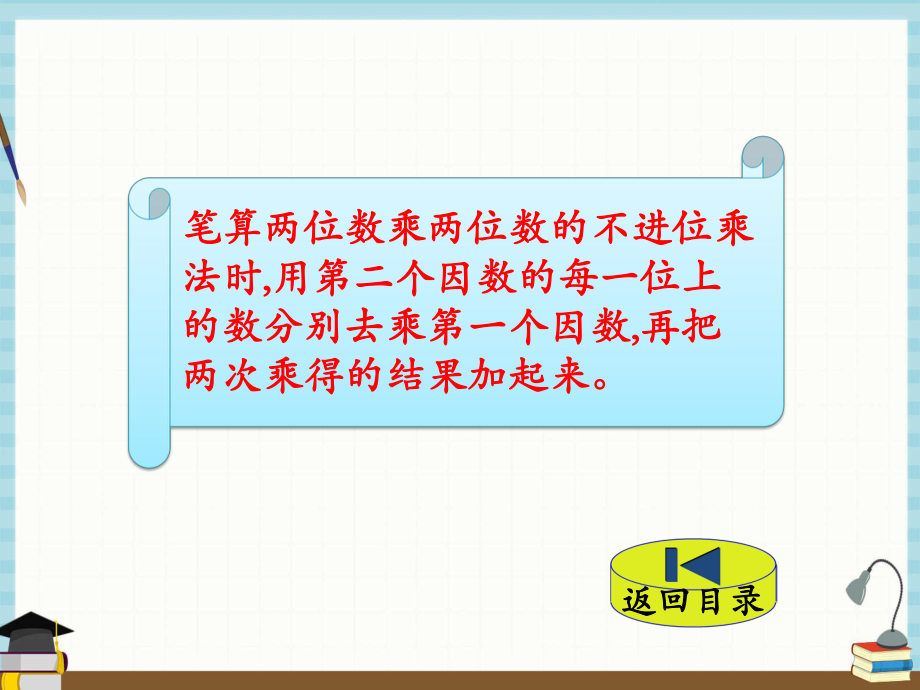 人教版小學(xué)數(shù)學(xué)三年級下冊 第4單元 兩位數(shù)乘兩位數(shù)2-2筆算兩位數(shù)乘兩位數(shù)的進(jìn)位乘法 課件_第4頁