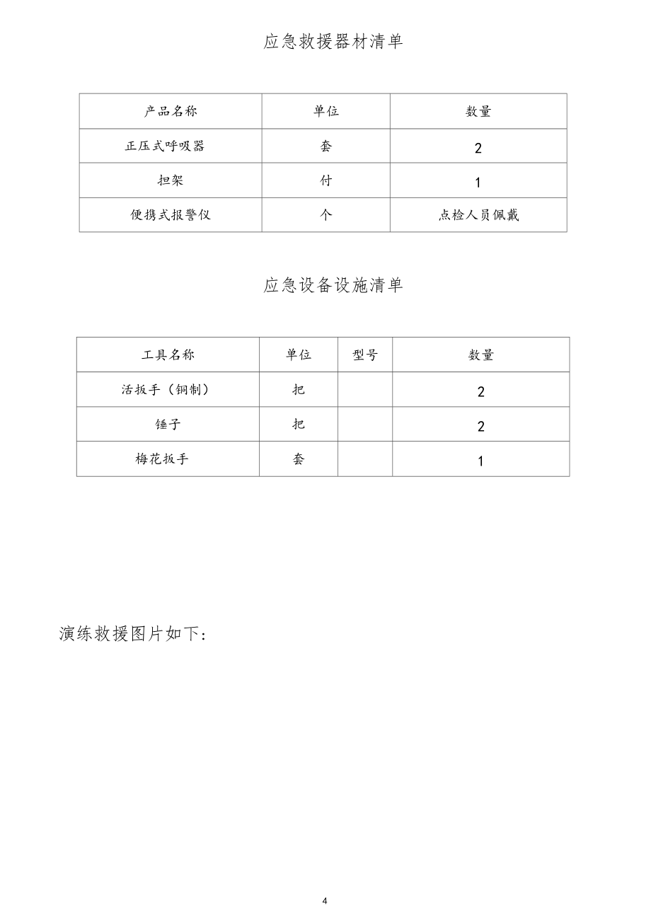 煤气泄漏应急预案演练方案及演练记录_第4页