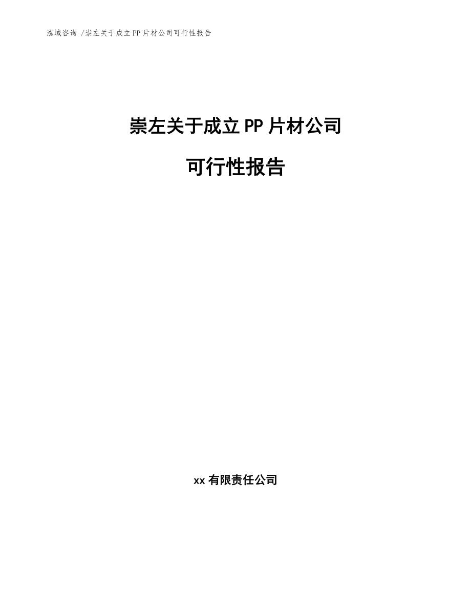 崇左關于成立PP片材公司可行性報告(模板參考)_第1頁