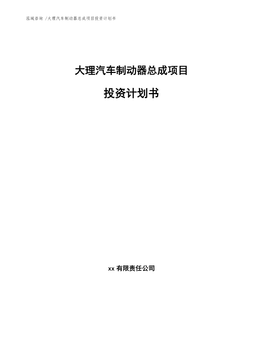 大理汽车制动器总成项目投资计划书(范文模板)_第1页