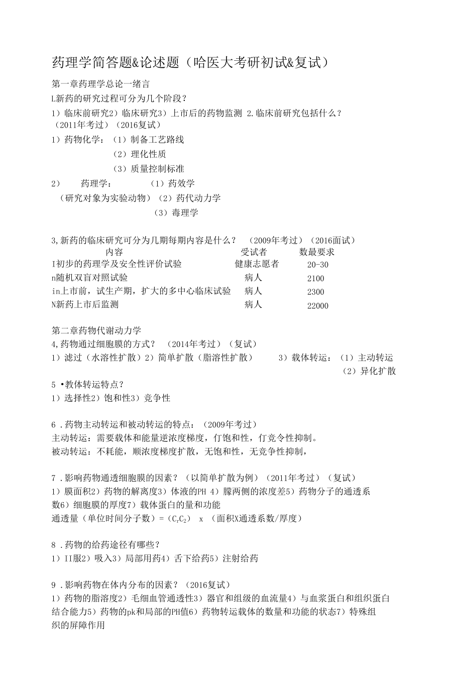 药理学简答题考研_第1页