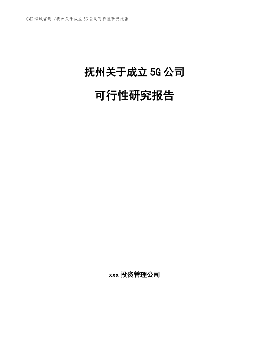 抚州关于成立5G公司可行性研究报告(模板范本)_第1页