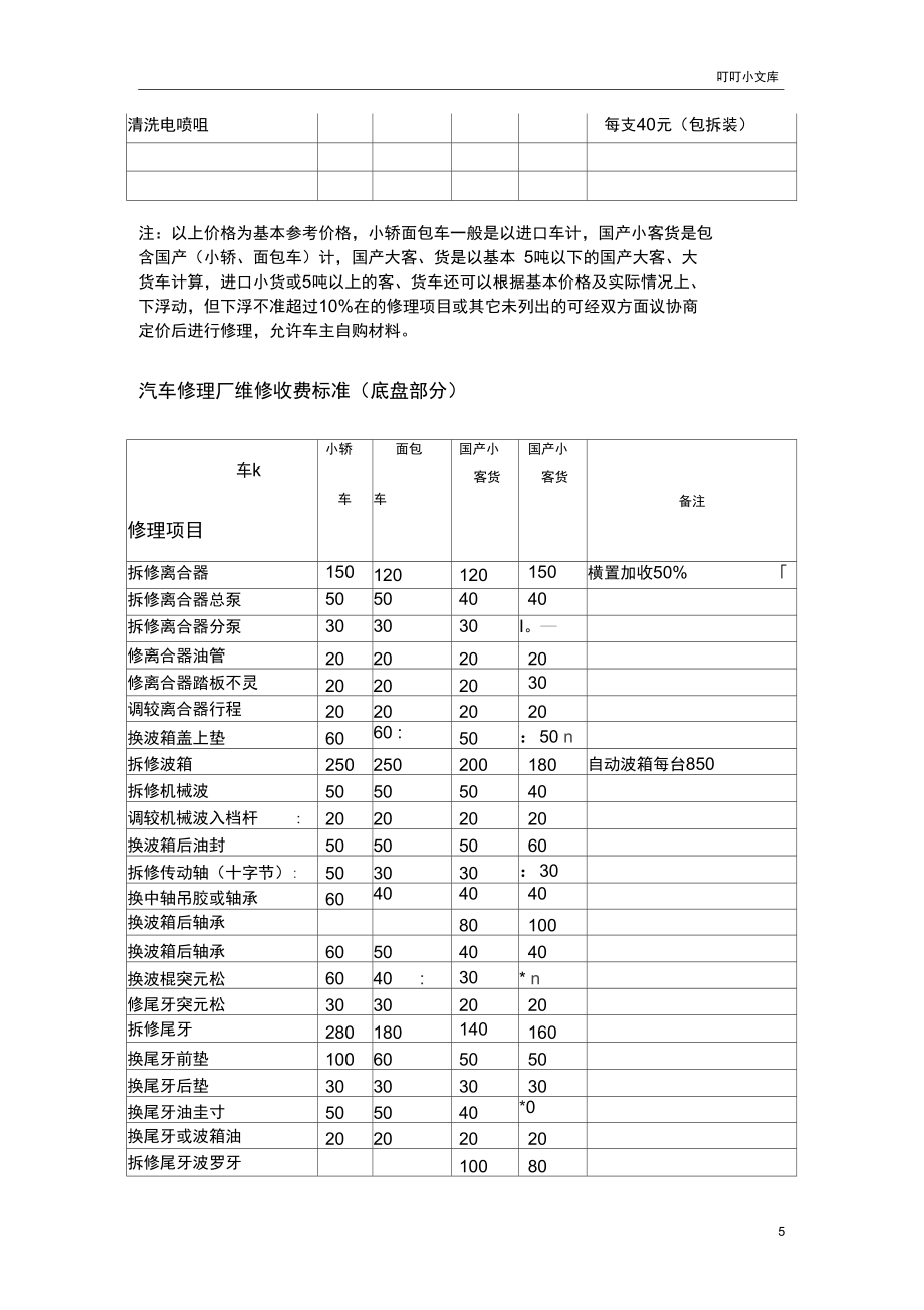 汽車維修價(jià)格表_第5頁(yè)