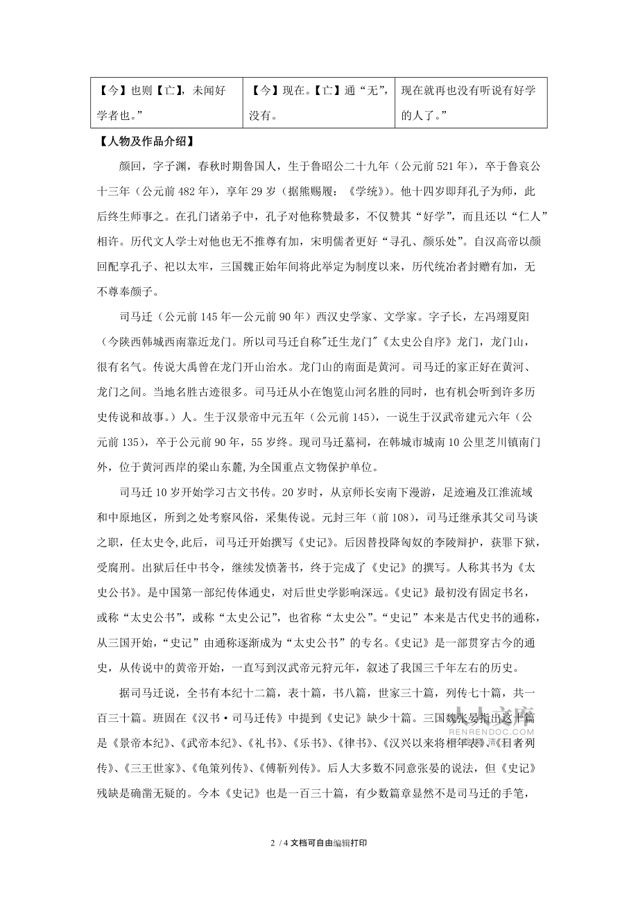 七年级语文下册课外文言文精读30颜回好学练习新人教版_第2页