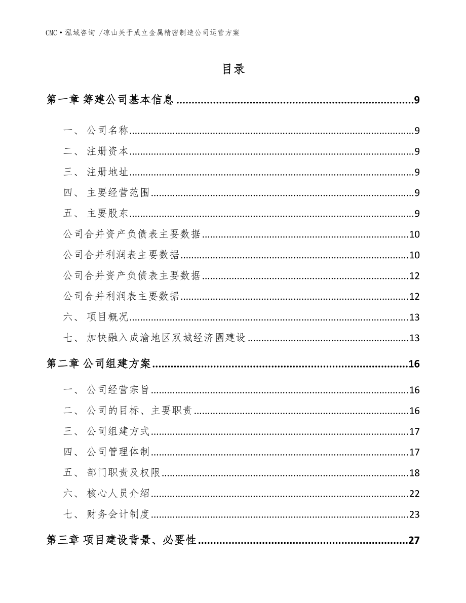 凉山关于成立金属精密制造公司运营方案范文模板_第4页