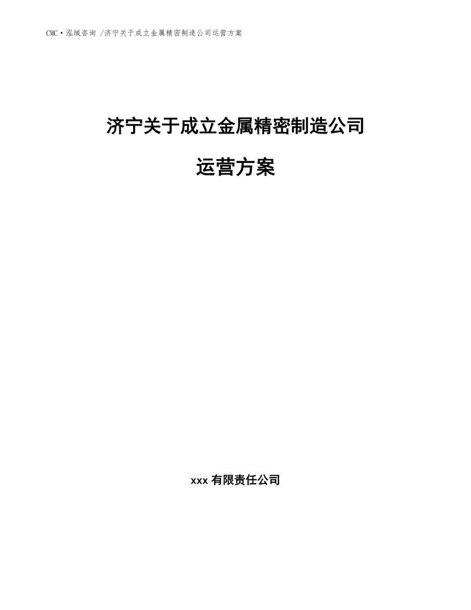 济宁关于成立金属精密制造公司运营方案-范文模板_第1页
