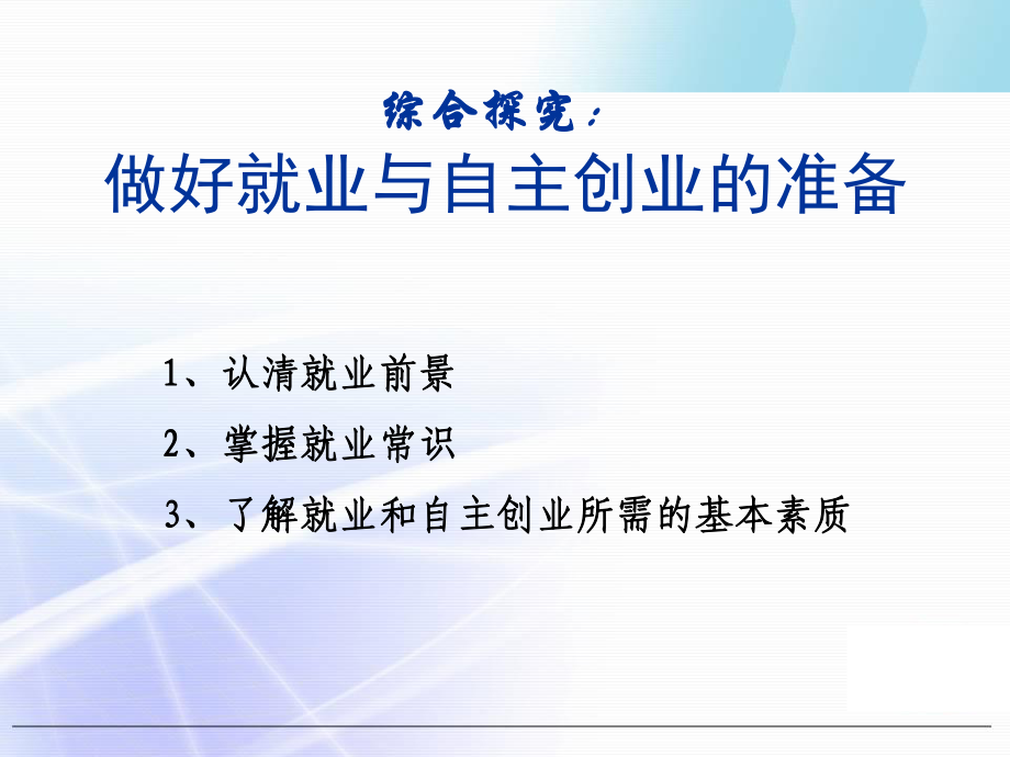 高考政治第一轮复习:第二单元综合探究:做好就业与自主创业的准备_第1页