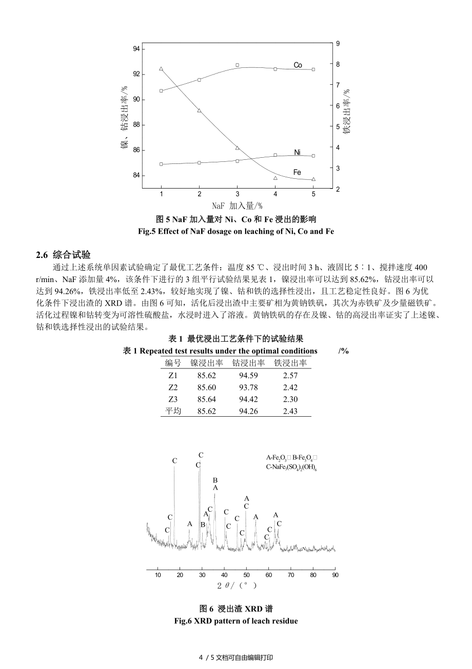 褐铁型红土镍矿活化预处理后选择性浸出镍钴_第4页