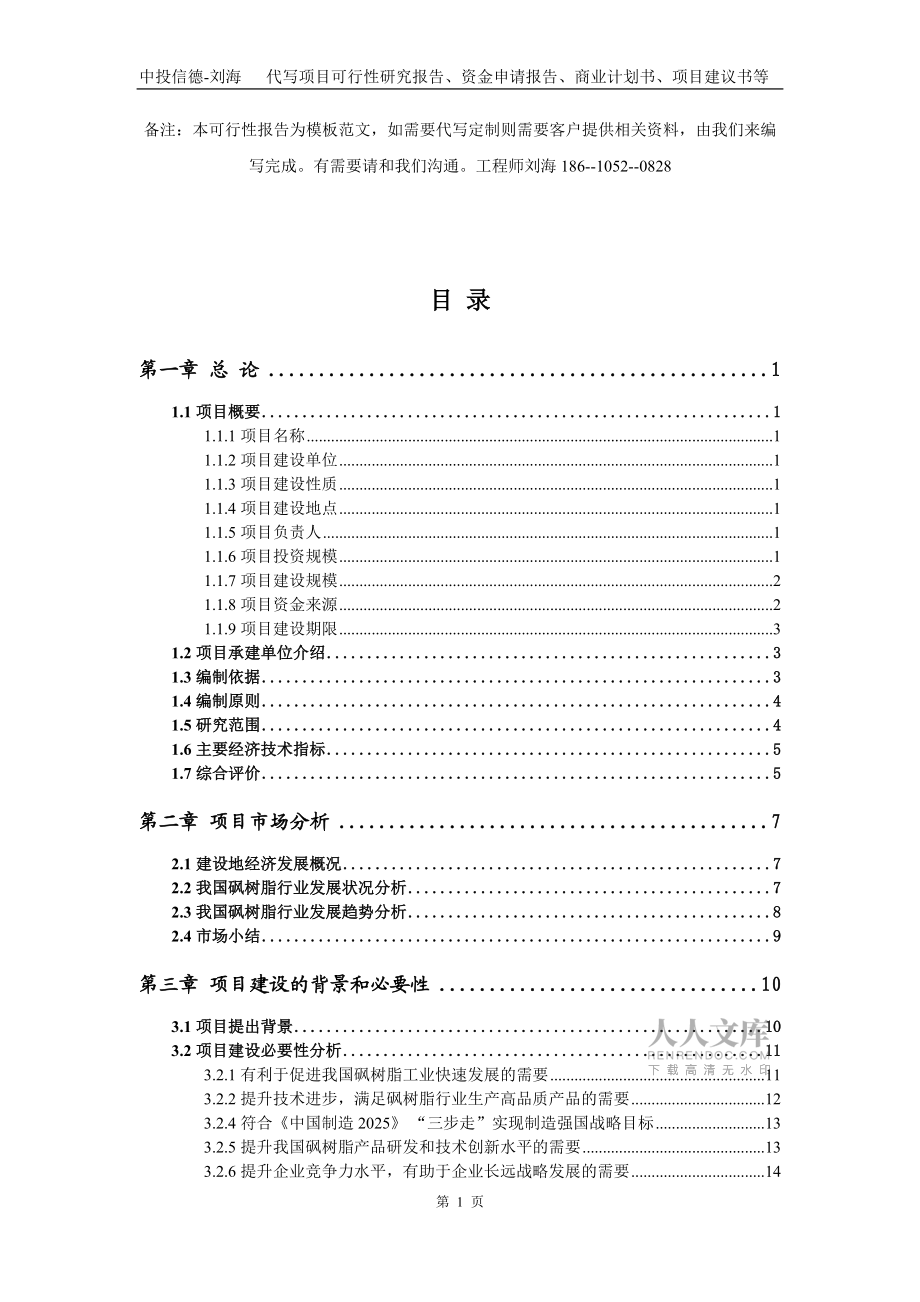 砜树脂项目资金申请报告写作模板_第2页