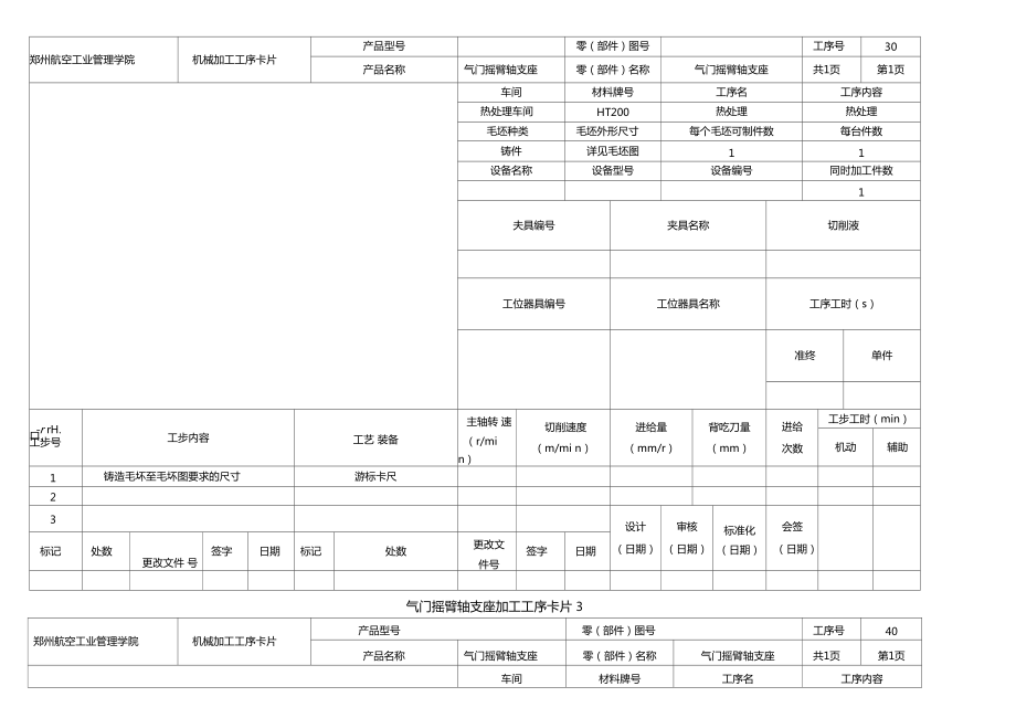 气门摇臂轴支座的机械加工工序卡片_第2页