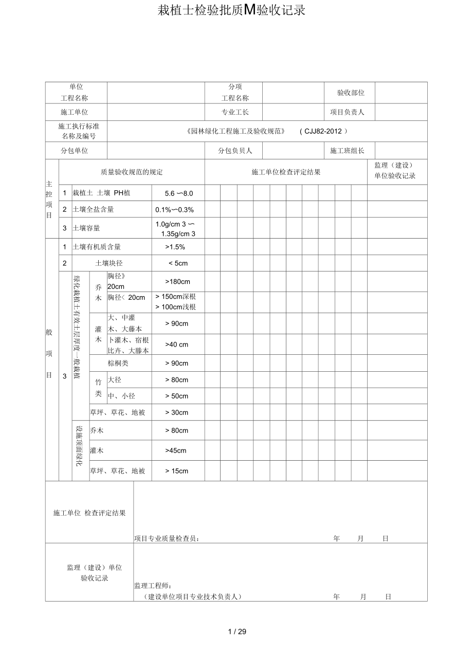 《园林绿化工程施工及验收规范表格》(CJJ82-2012)_第1页