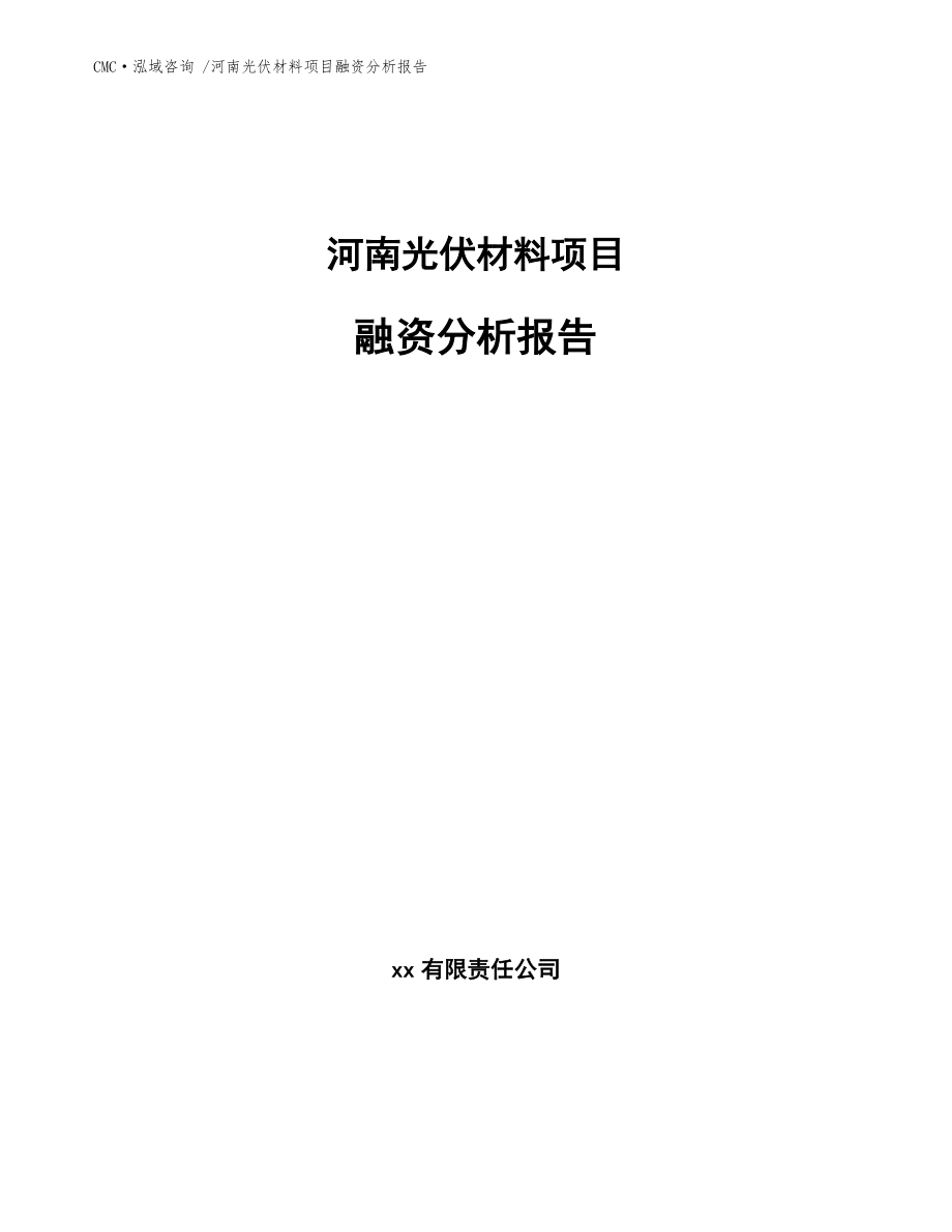 河南光伏材料项目融资分析报告【模板范文】_第1页