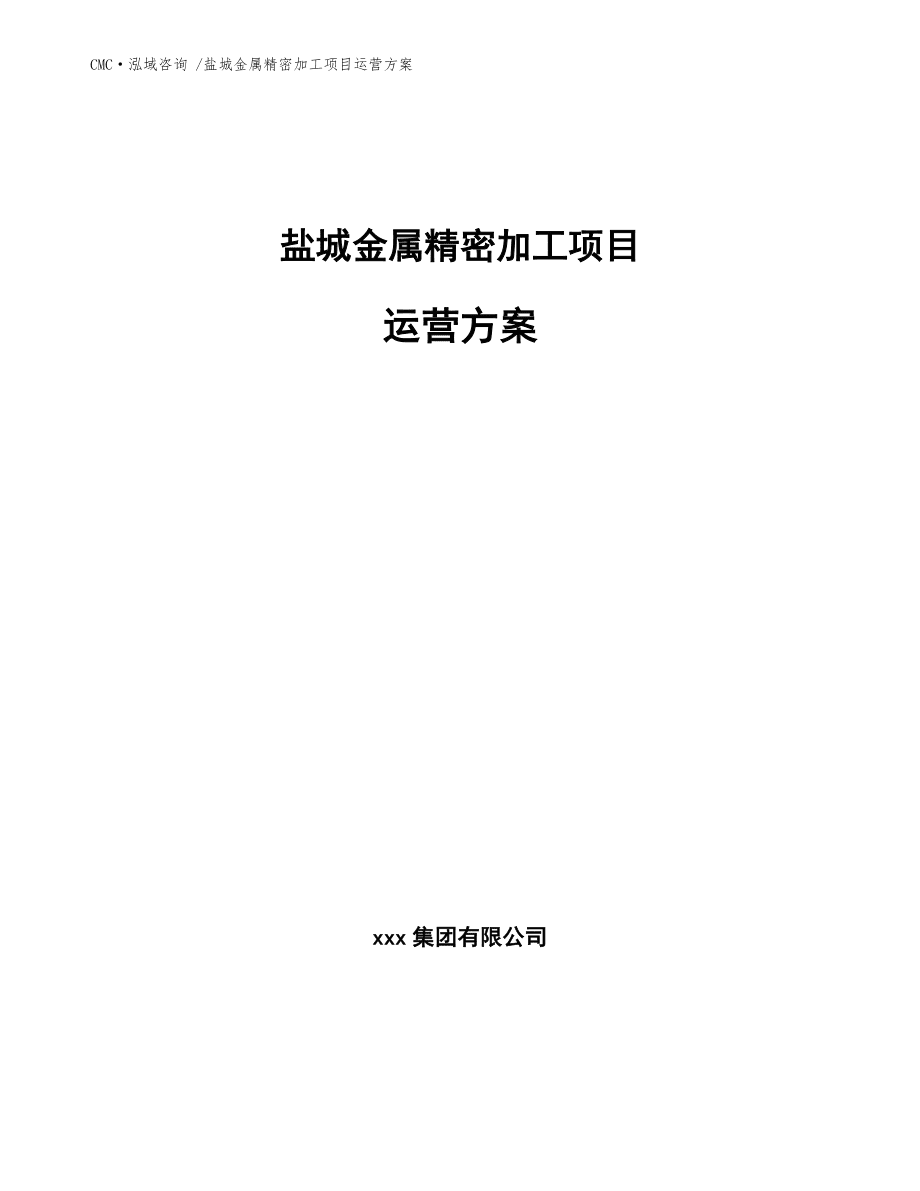 盐城金属精密加工项目运营方案-(参考模板)_第1页
