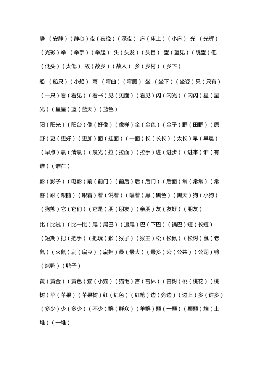 人教版小學(xué)語(yǔ)文一年級(jí)上冊(cè)生字表及組詞_第4頁(yè)