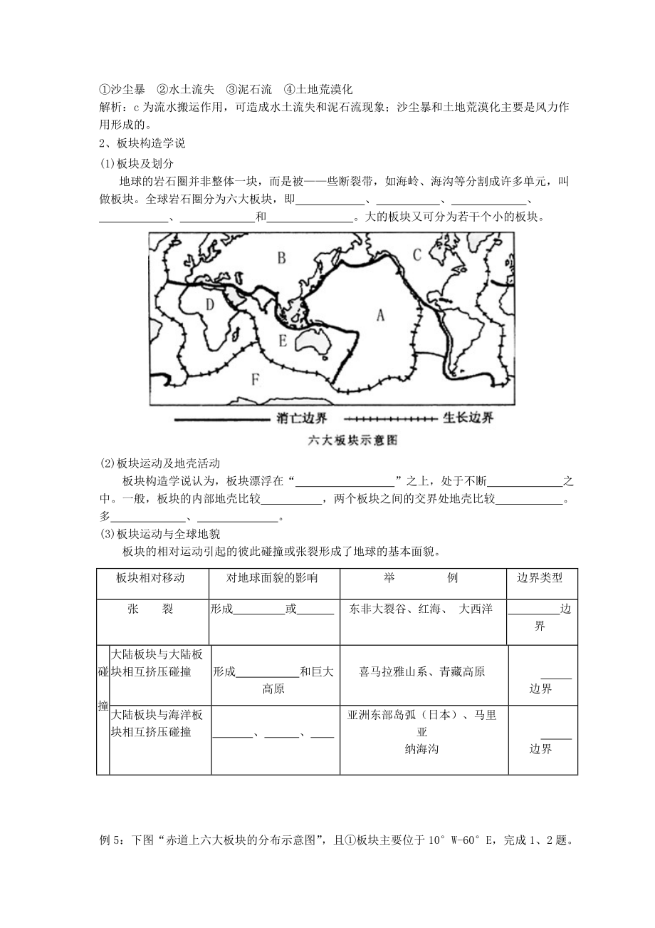 高考地理 地殼物質的組成與地球表面形態練習題 湘教版_第5頁