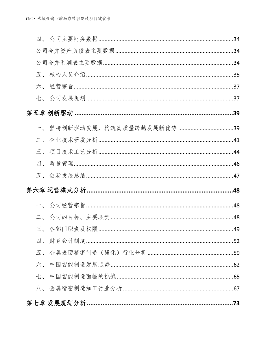 駐馬店精密制造項目建議書-范文模板_第3頁