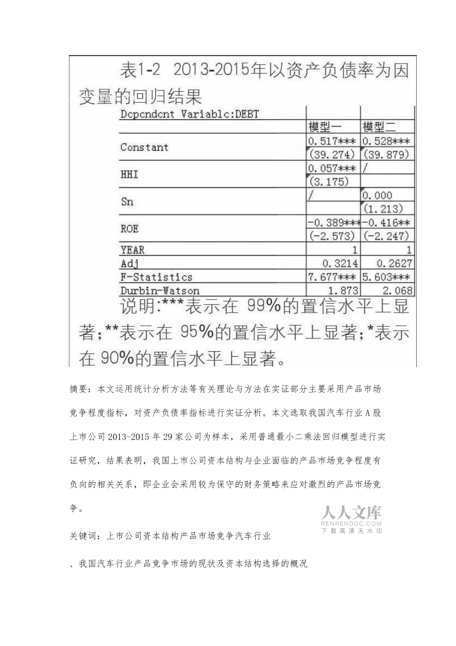 我國上市公司資本結(jié)構(gòu)與產(chǎn)品市場(chǎng)競(jìng)爭(zhēng)相關(guān)性研究_第2頁
