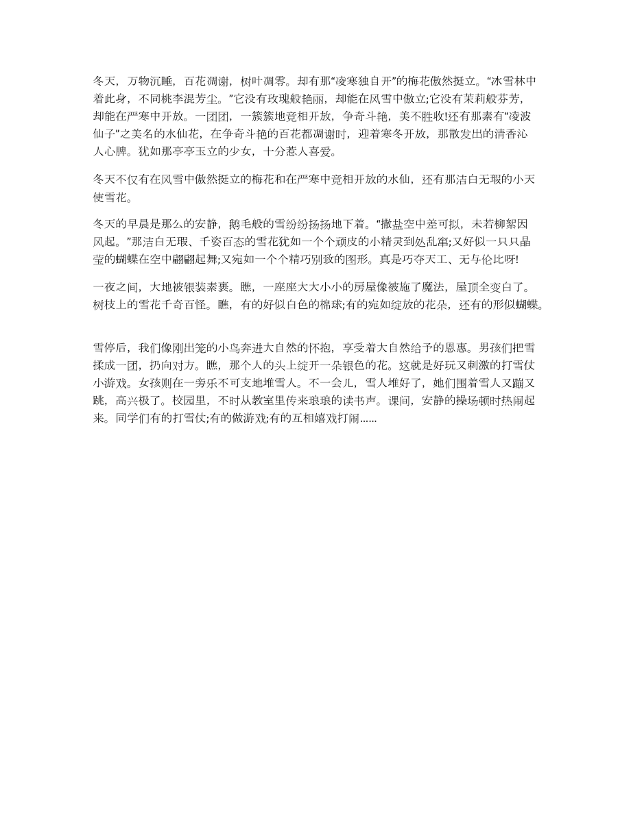 初一冬日美景作文600字_第4頁(yè)