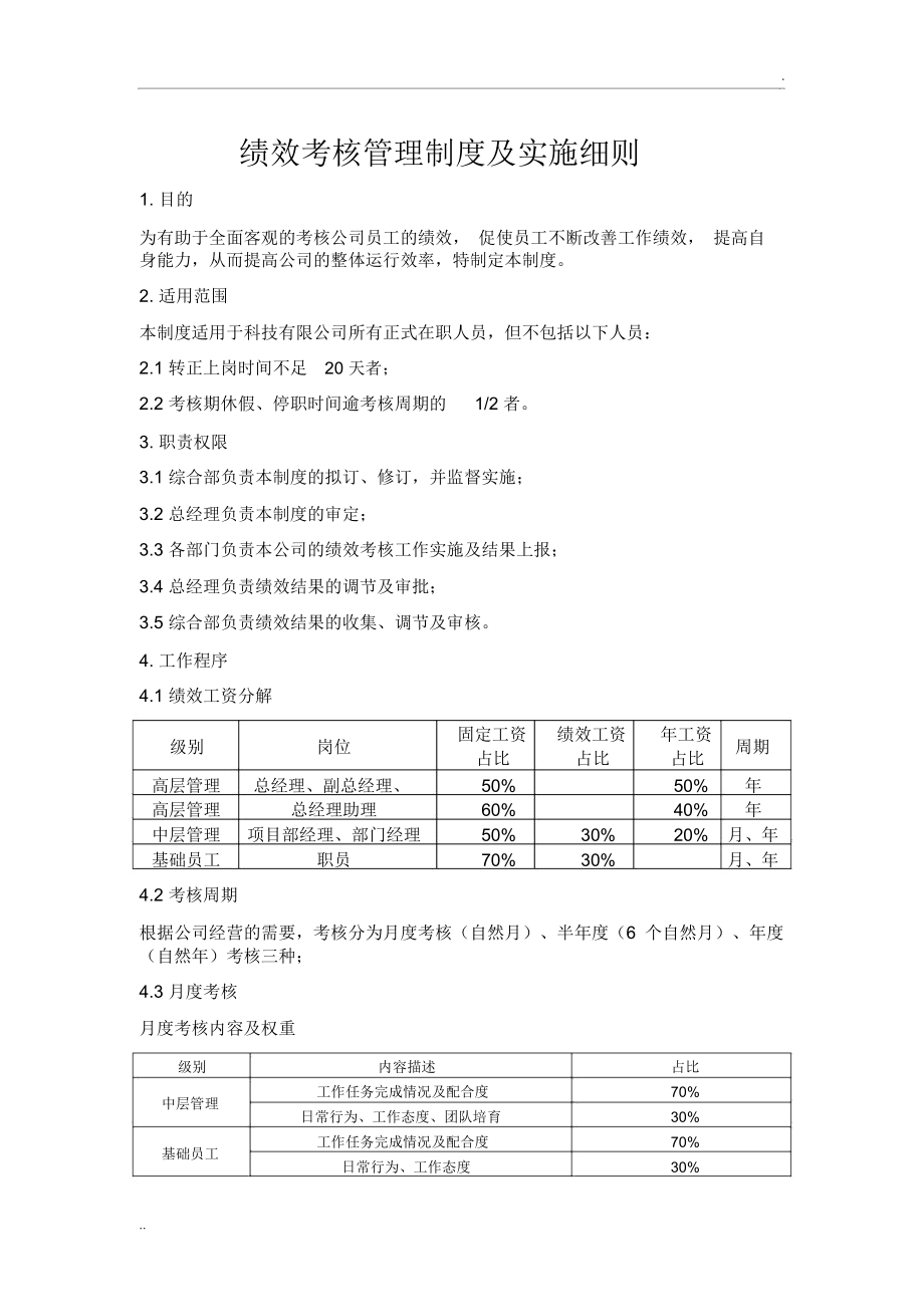 績效考核管理實施細則(很實用)_第1頁