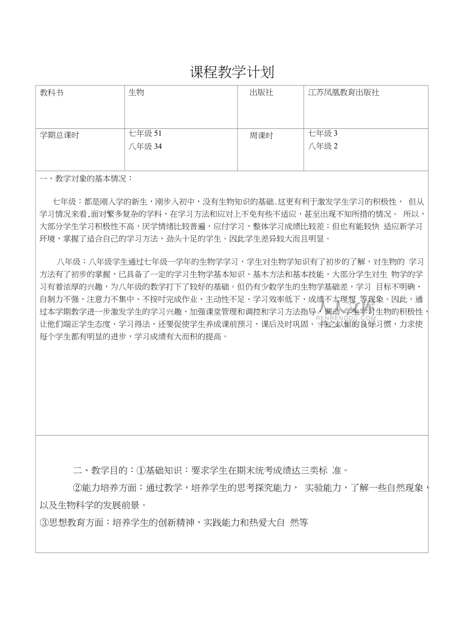 課程教學(xué)計劃表(2)_第2頁