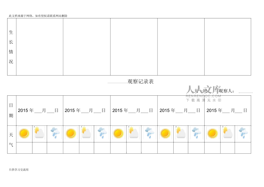 自然角观察记录表(表格)说课讲解_第2页
