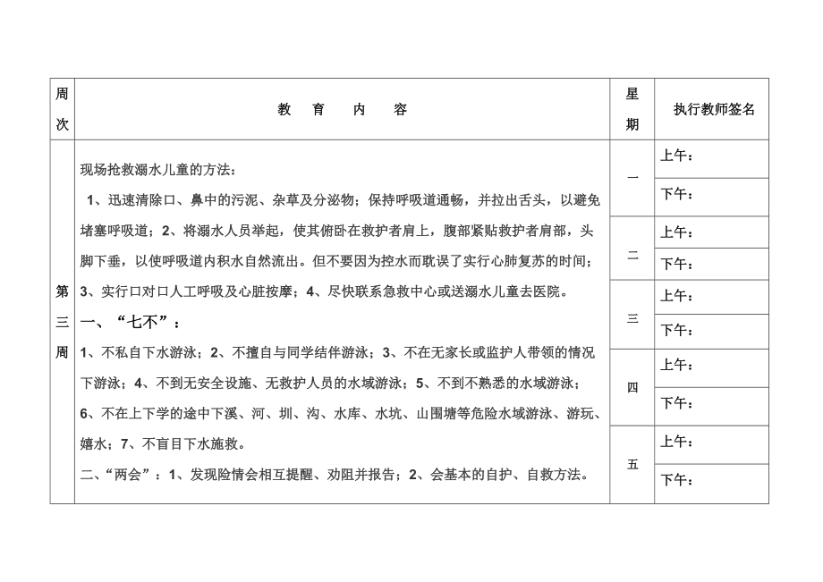 放學(xué)前五分鐘安全教育內(nèi)容(表格_第3頁