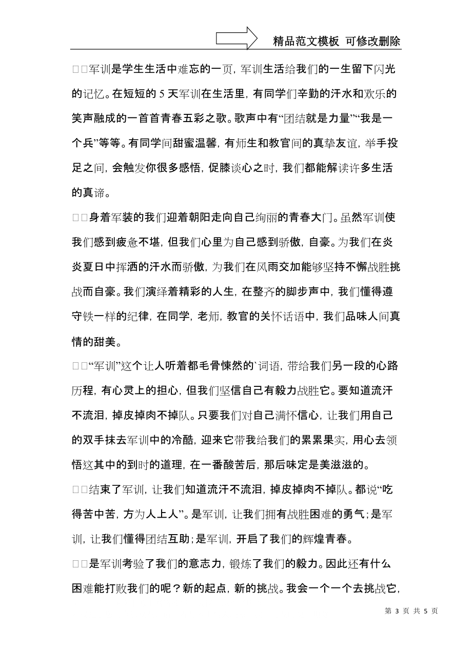 高中新生军训心得范例汇编三篇_第3页