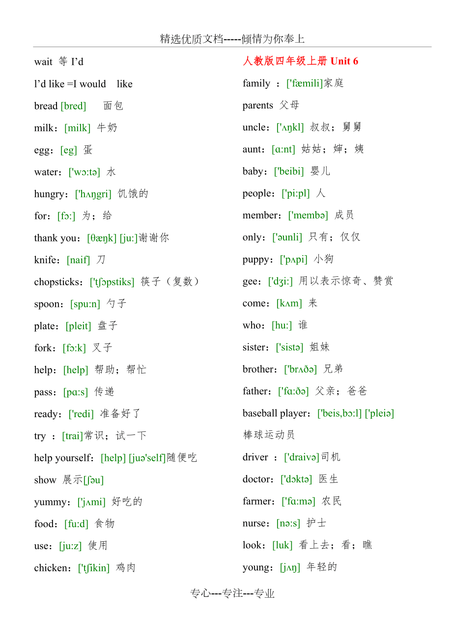 人教版英語四年級上冊單詞(共4頁)_第4頁