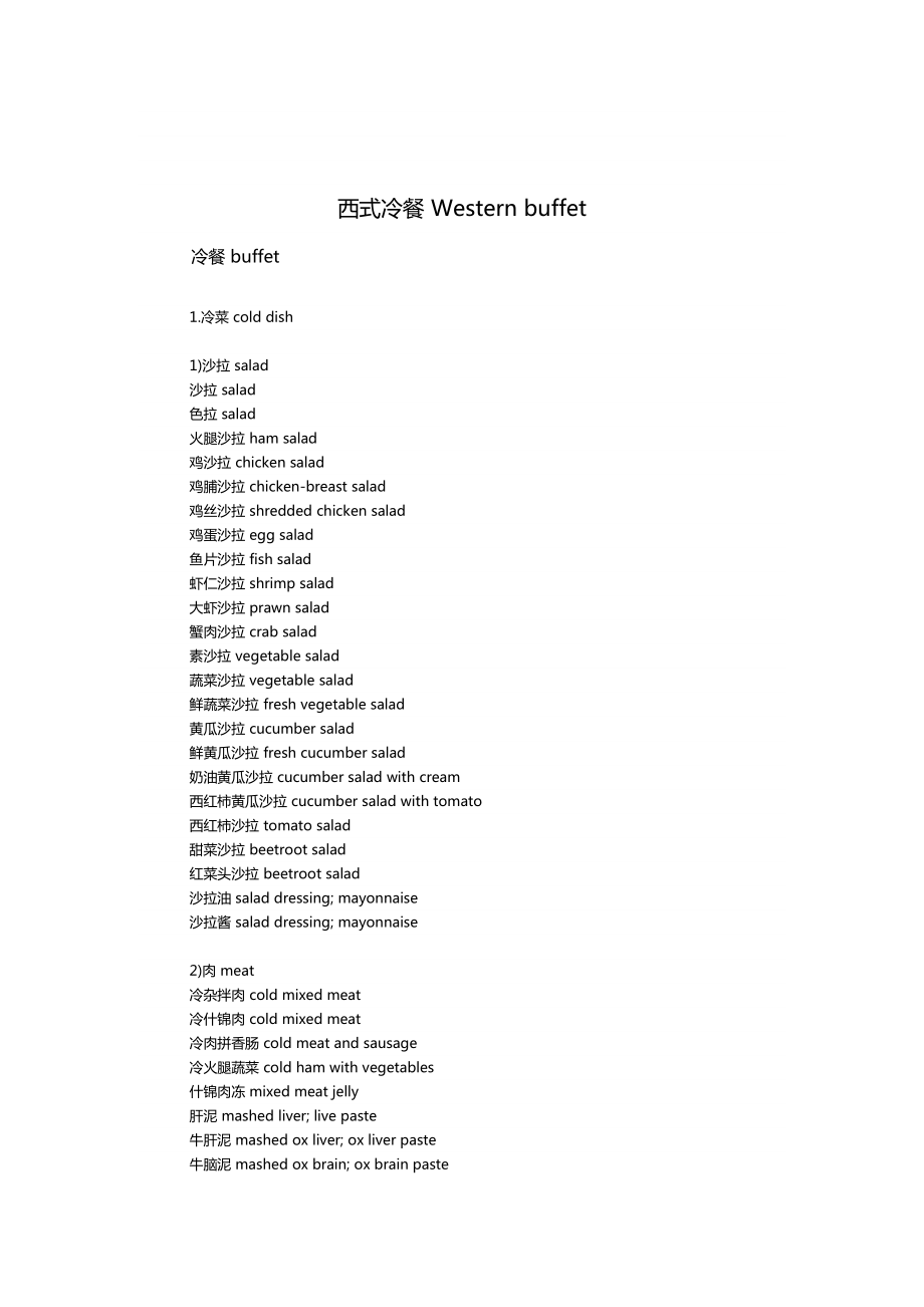 马尔代夫日常英语及西式冷餐菜单中英文_第5页