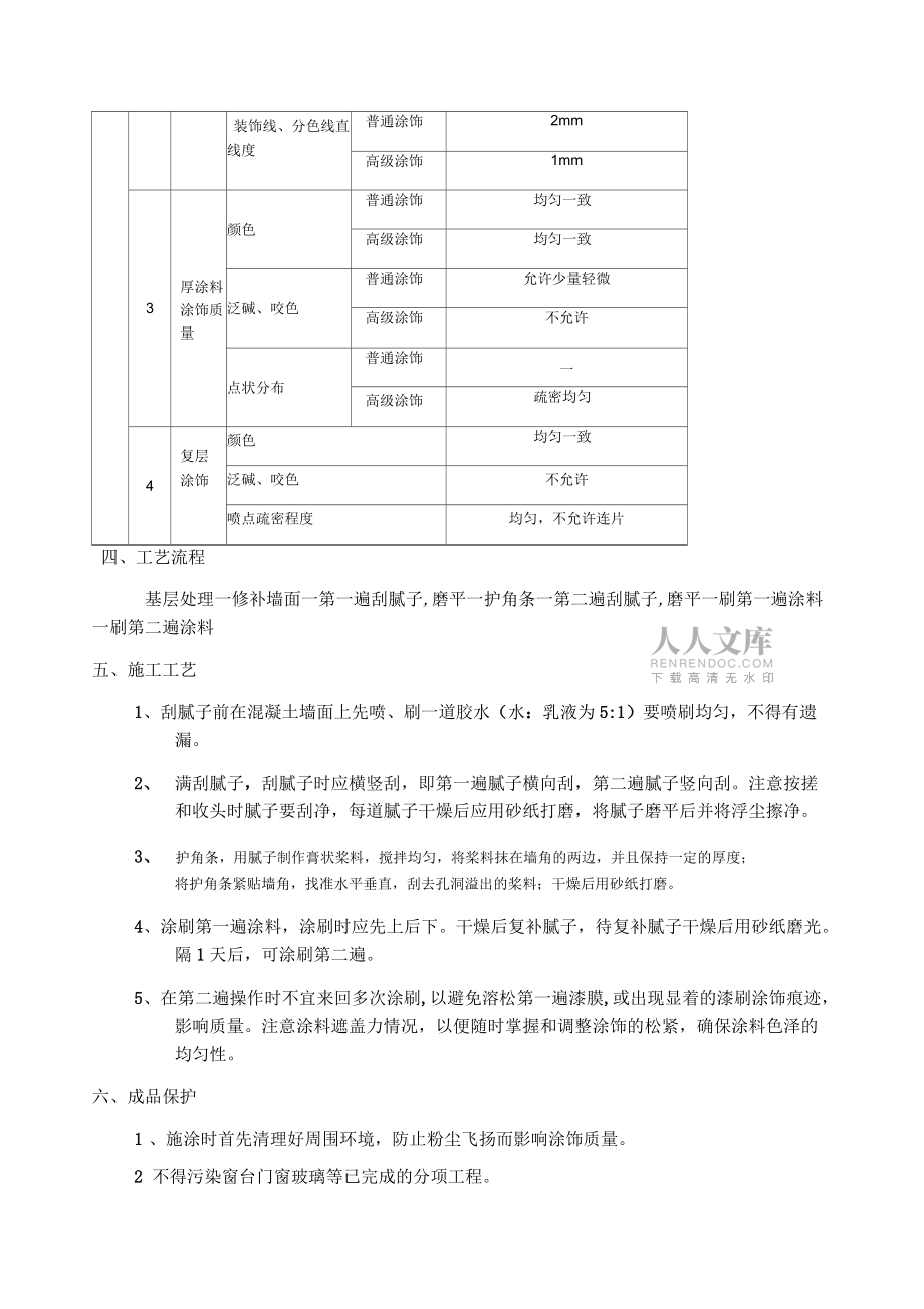 内墙腻子涂料施工方案及施工工艺流程_第2页