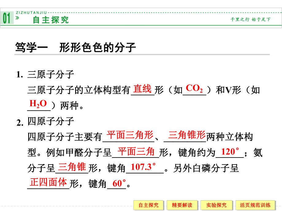 高二化学选修32-2 分子的立体构型(人教版化学选修3 41张)_第4页