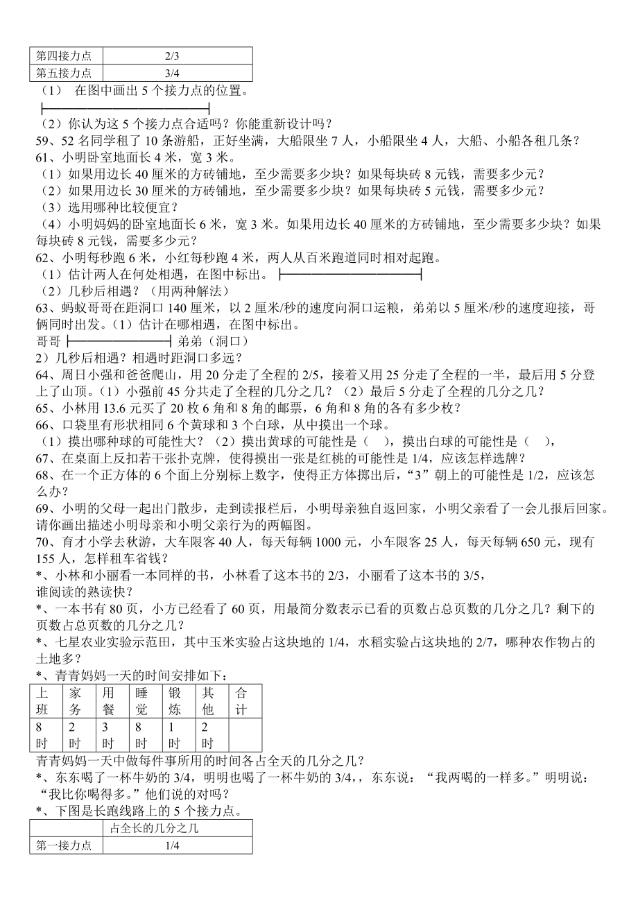 北师小学数学五年级上册书中应用题练习_第5页