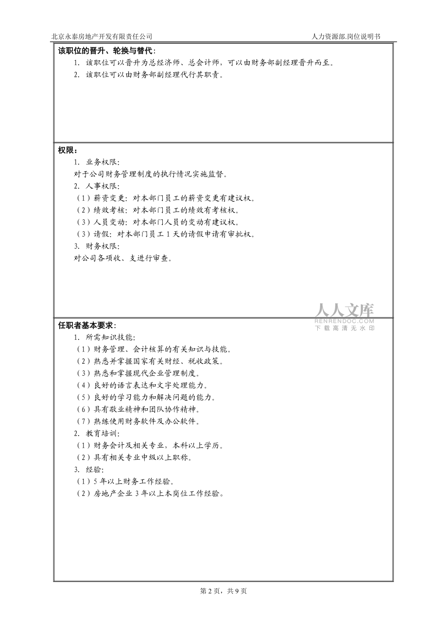 06财务部岗位说明书(修改)_第2页