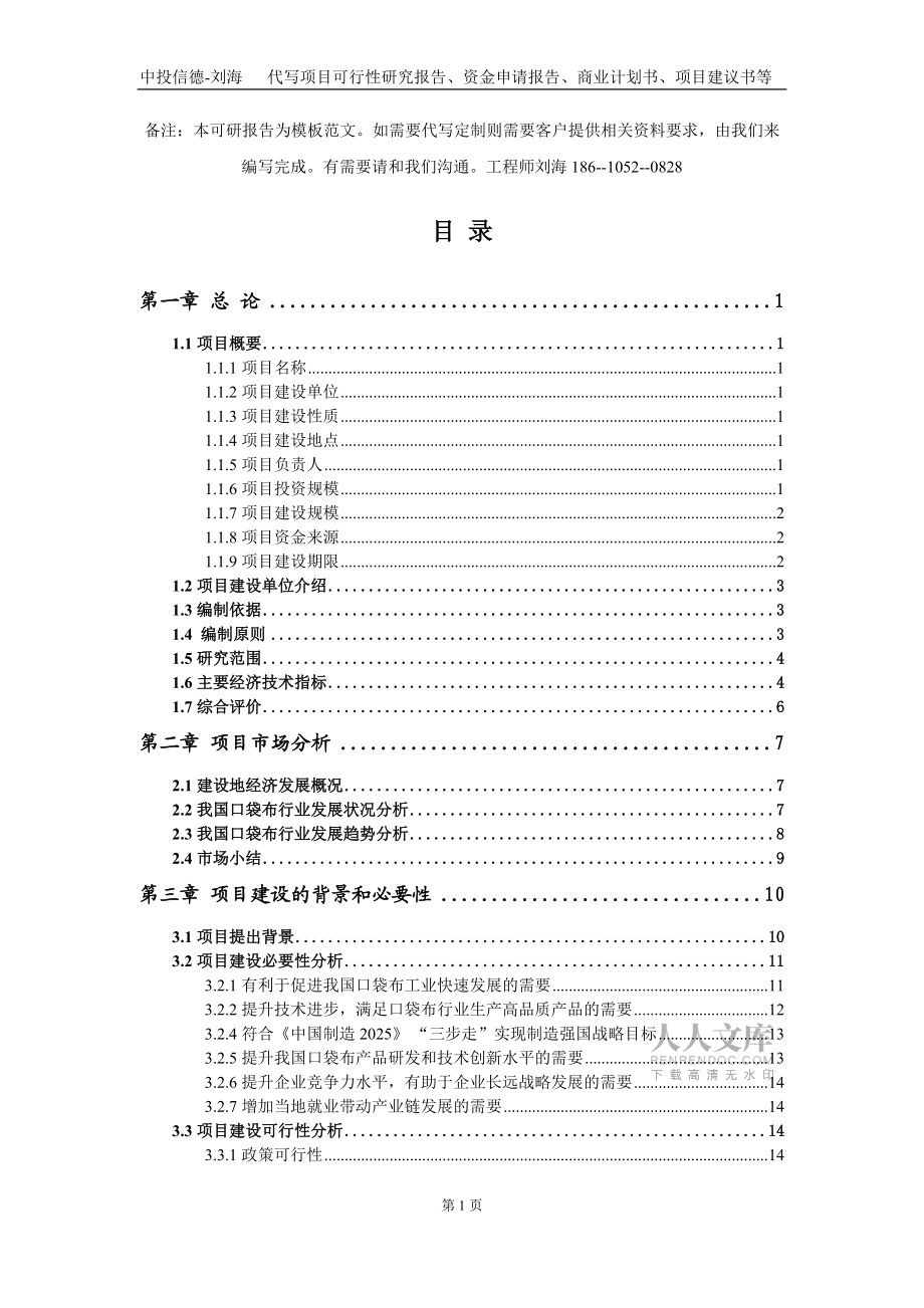 口袋布项目资金申请报告写作模板_第2页