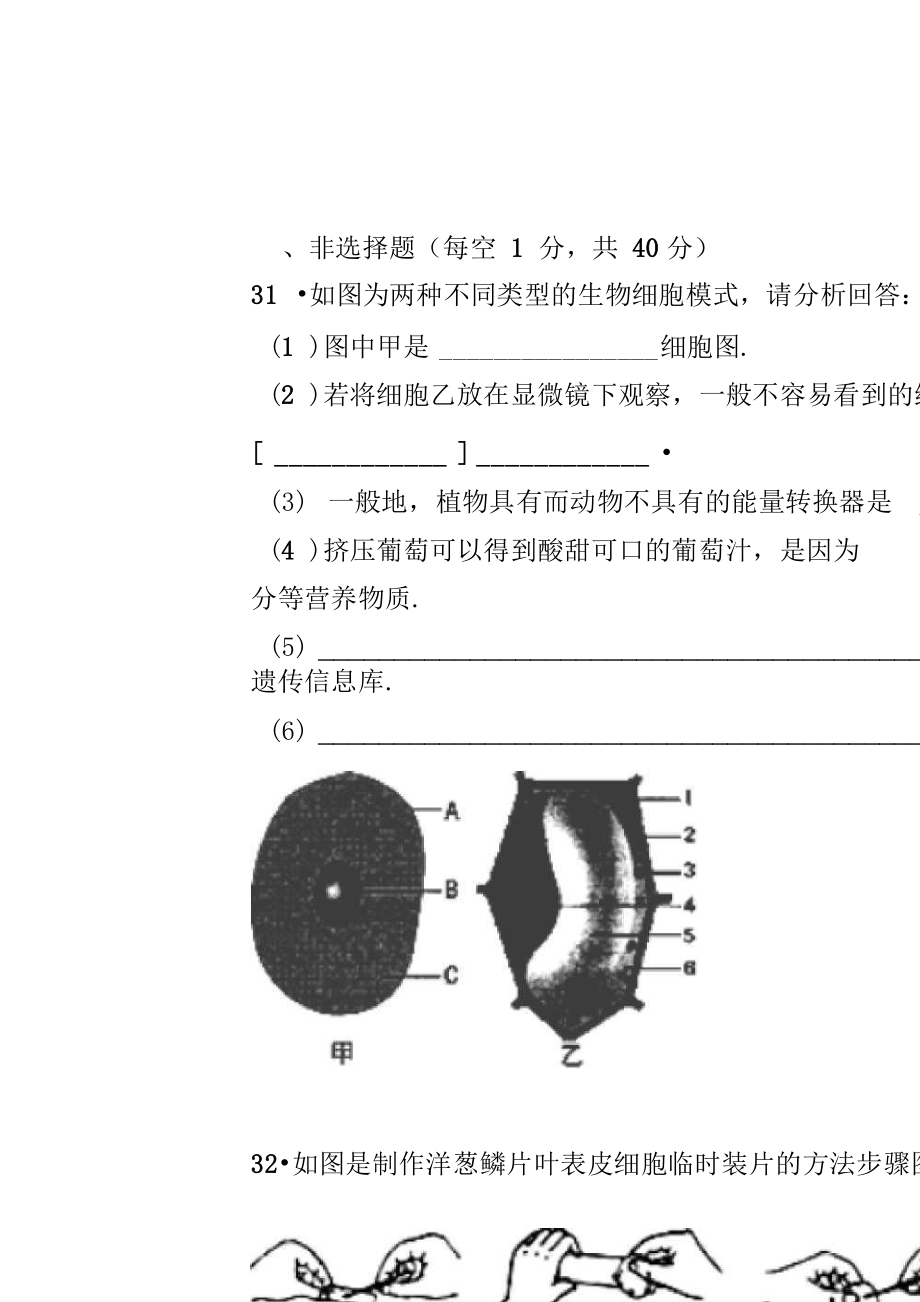 云南省大理州鹤庆一中初中部2015-2016学年七年级生物上学期期中试卷(含解析)新人教版_第5页