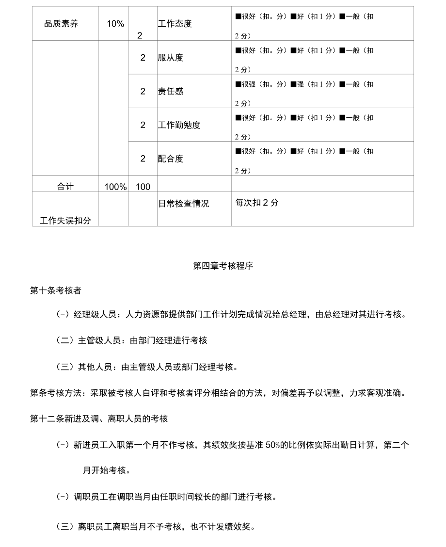 公司績效考核管理辦法范本_第5頁