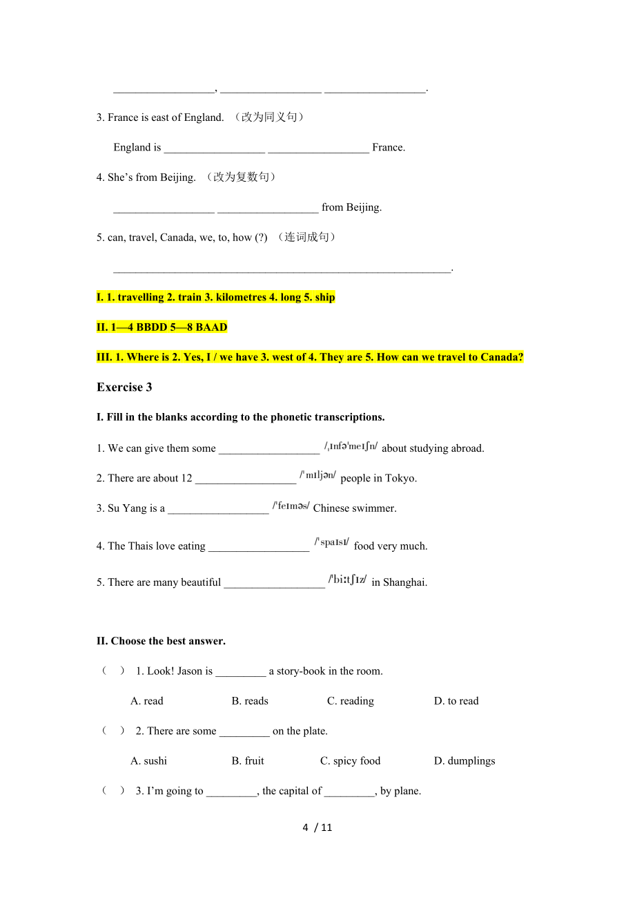 Unit 1 Great cities in Asia 牛津上海版英語六年級下冊期末復(fù)習(xí)練習(xí)_第4頁