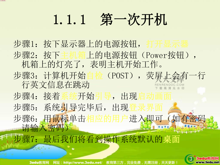 七年级信息技术计算机开关机的正确操作3_第2页