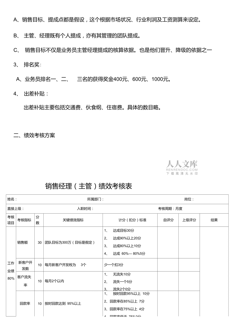 銷售部人員薪酬及績效考核設(shè)計方案_第2頁