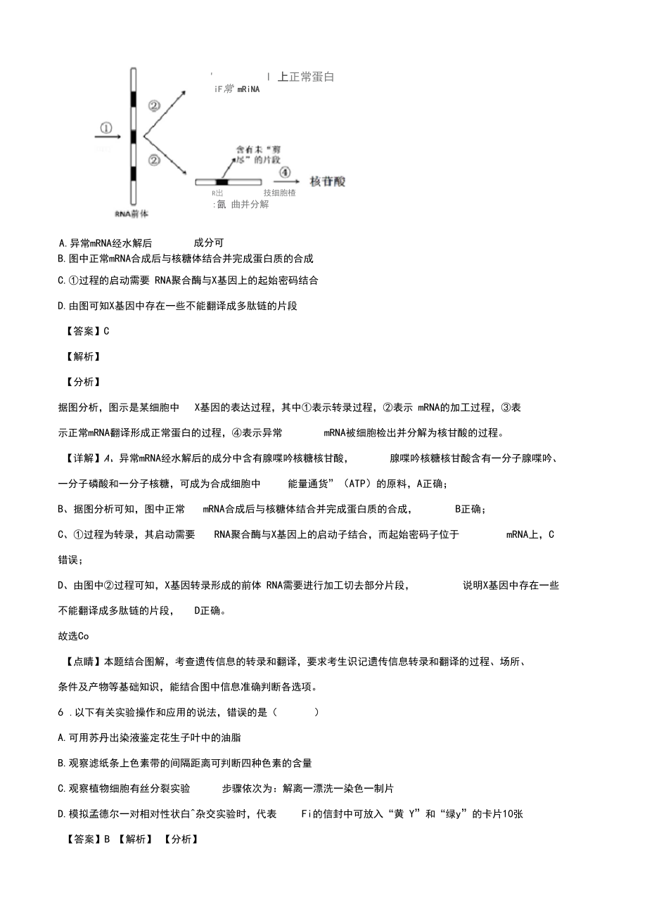2020届陕西省宝鸡市高三模拟(三)生物试题解析_第5页