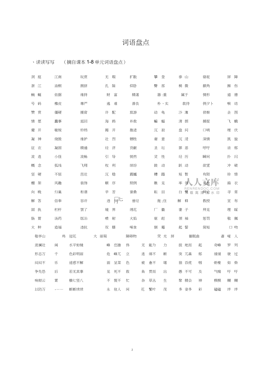 2017年人教版四年级下册语文总复习资料汇总_第2页