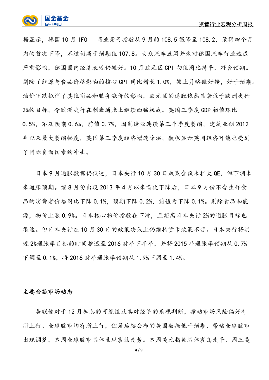 資管行業(yè)宏觀分析周報(20151102)_第4頁
