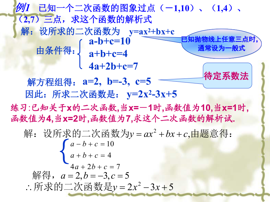 2615用待定系數(shù)法求二次函數(shù)的解析式_第3頁
