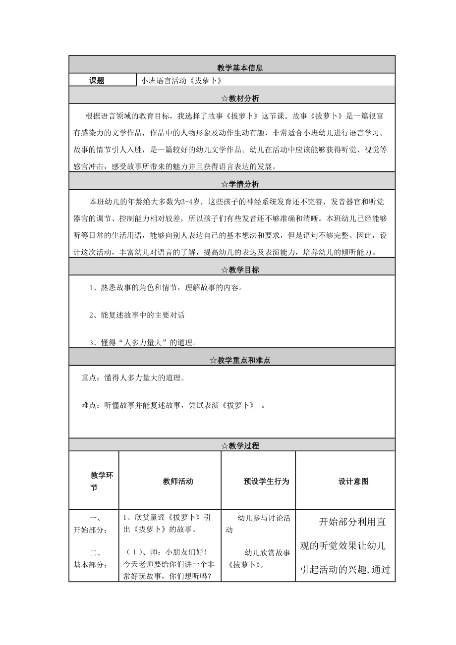小班语言活动《拔萝卜》_第1页