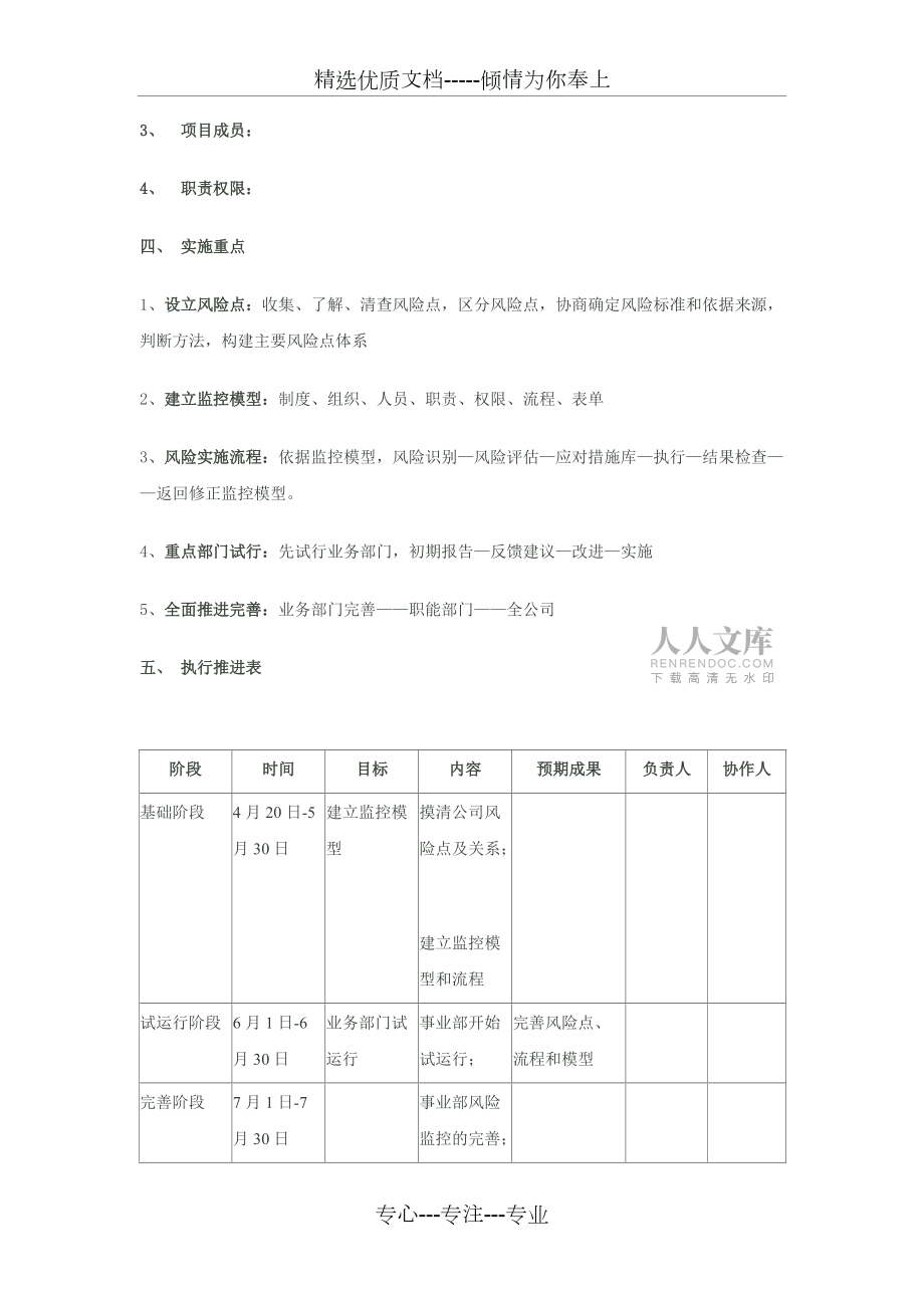 风险管理项目计划书(共4页)_第2页