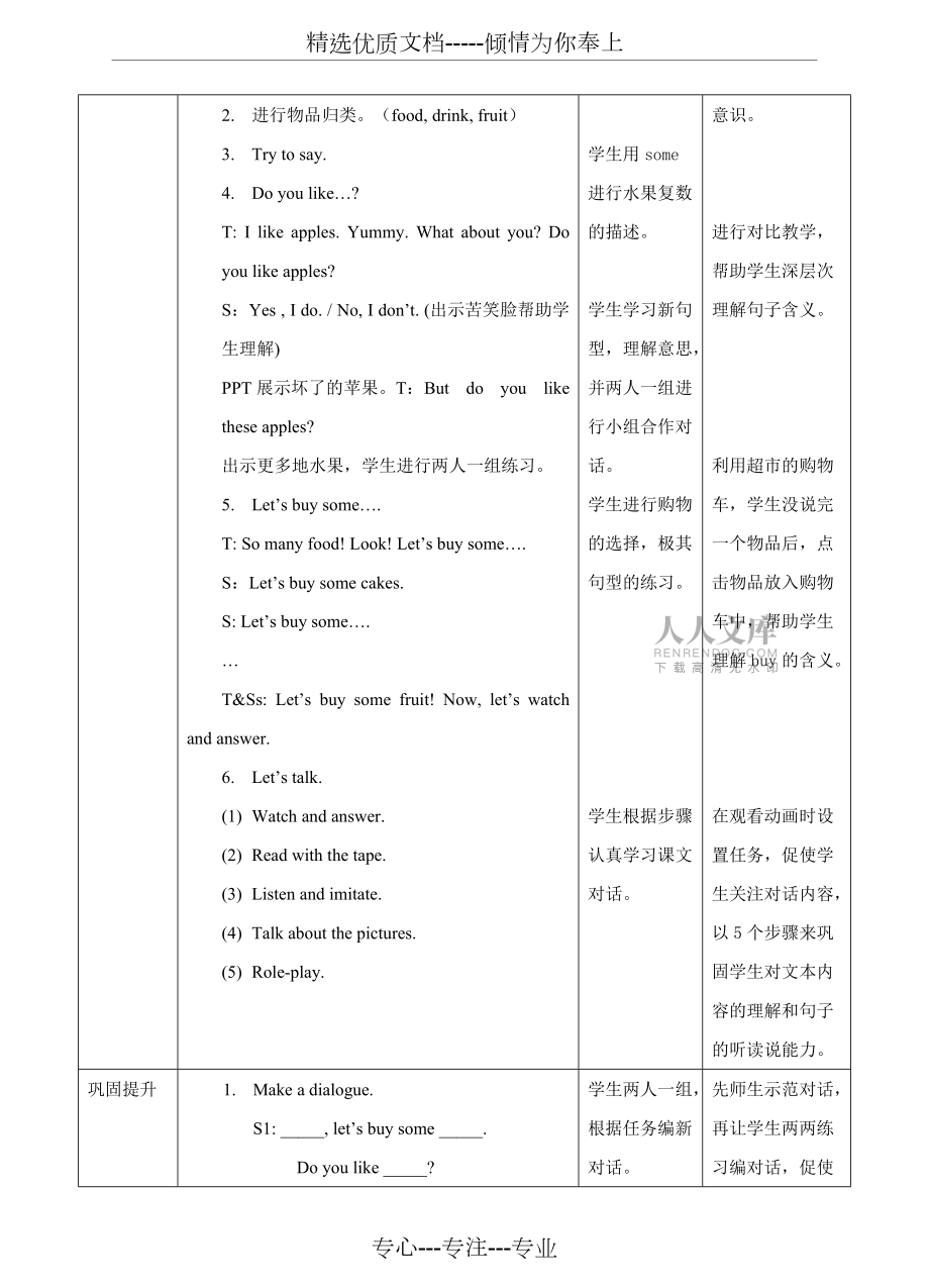 人教版PEP小学英语三年级下册第五单元教学设计教案(共3页)_第2页