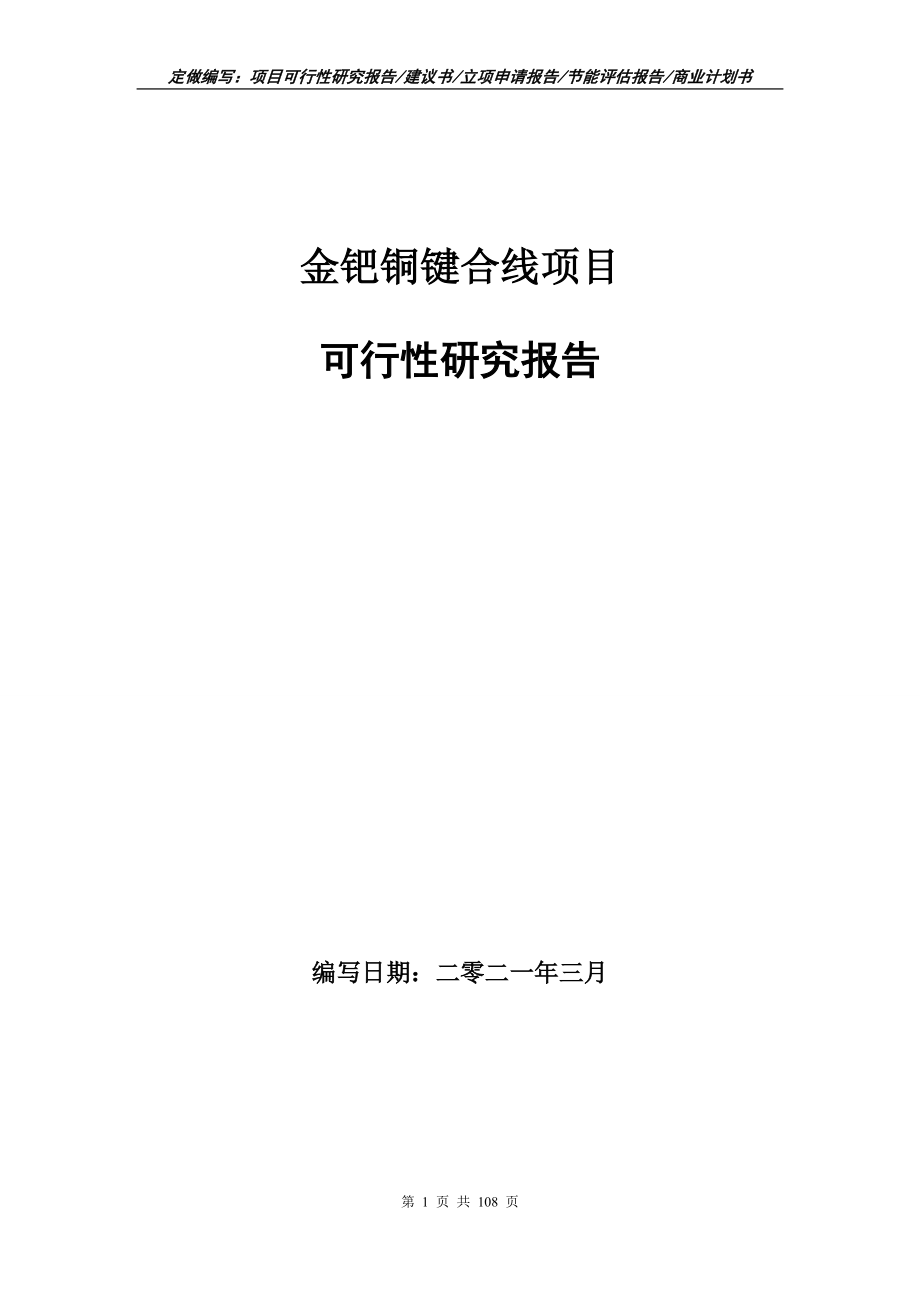 金钯铜键合线项目可行性研究报告写作范文_第1页