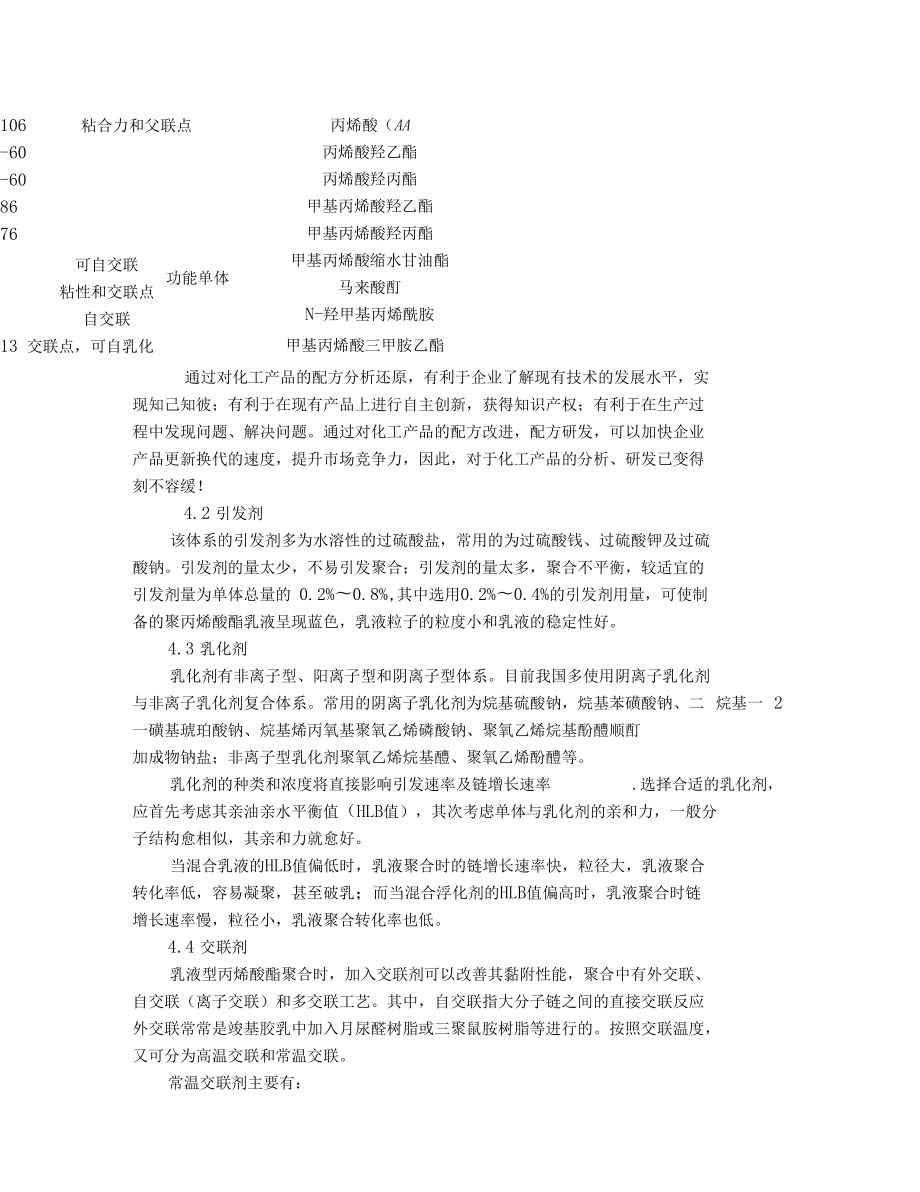 丙烯酸酯乳液胶黏剂配方组成,生产工艺及应用_第4页