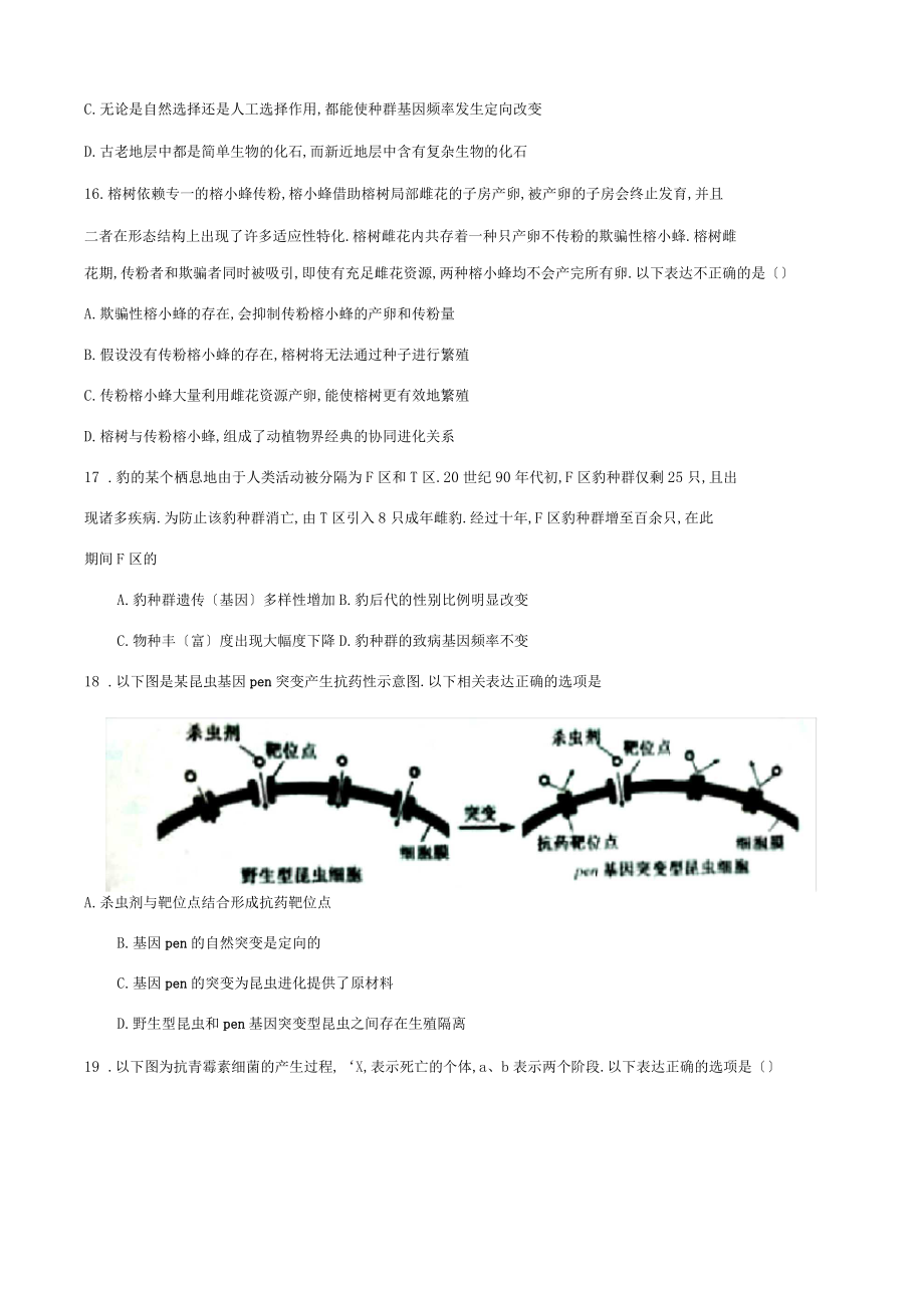育种和进化试题带答案_第4页