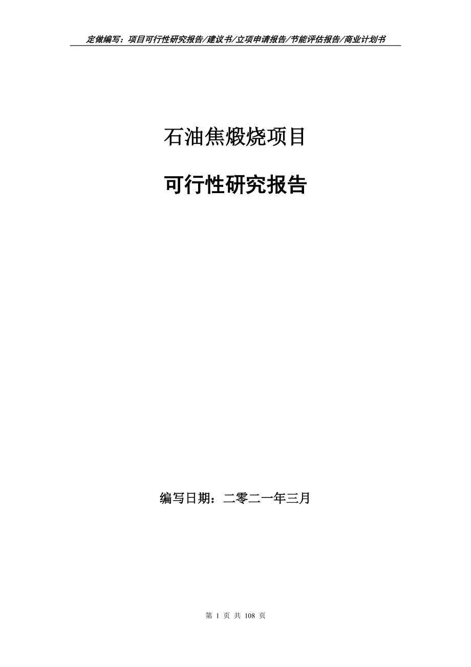 石油焦煅烧项目可行性研究报告写作范文_第1页